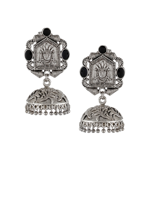 

Silvermerc Designs Silver-Plated & Black Oxidized Dome Shaped Jhumkas