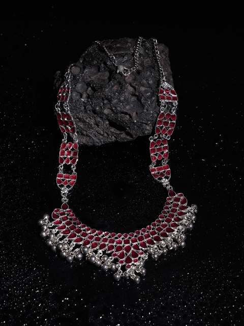 

Crunchy Fashion Women Silver-Toned & Red Alloy Necklace