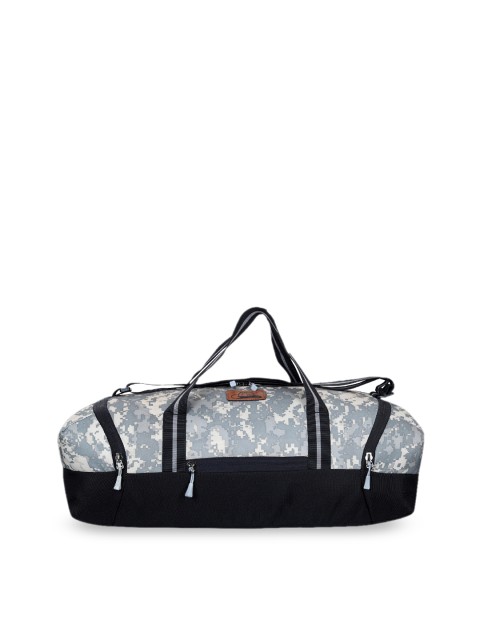 

Leather World Unisex Grey & Black Printed Duffel Bag