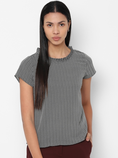 

Allen Solly Woman Black & White Printed Top