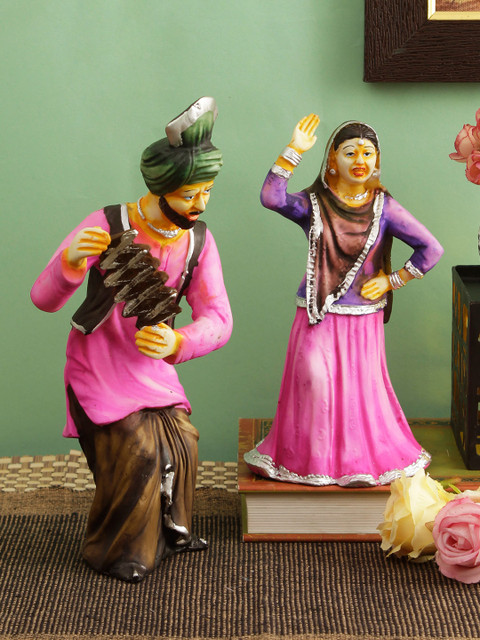 

TIED RIBBONS Set Of 2 Pink & Brown Punjabi Bhangra Cultural Figurine Showpieces