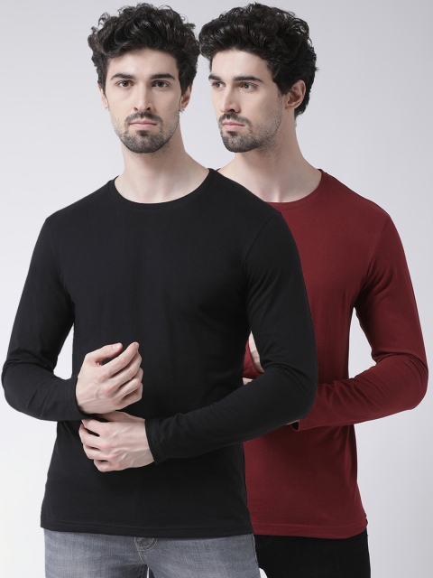 

Friskers Men Pack Of 2 Solid Round Neck T-shirts, Black