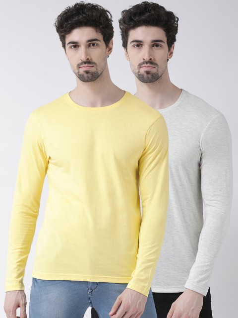 

Friskers Men Pack Of 2 Solid Round Neck T-shirts, Grey