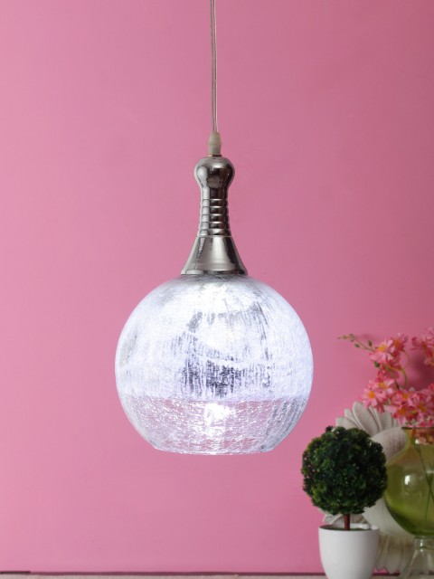 

Aesthetic Home Solutions White & Gunmetal-Toned Solid Pendant Ceiling Lamp