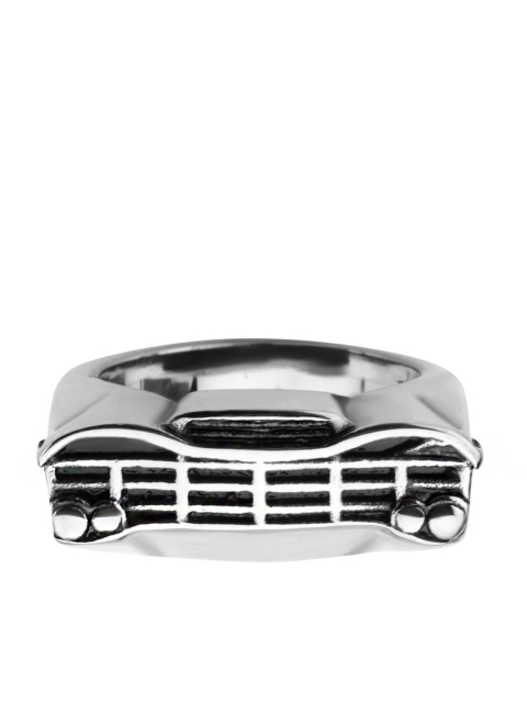 

Inox Jewelry Men Silver-Toned Textured Finger Ring