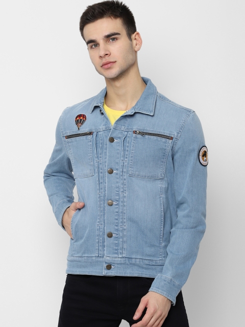 

SIMON CARTER LONDON Men Blue Solid Denim Jacket