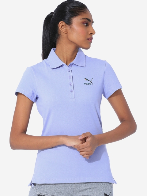 

Puma Women Lavender Solid Polo Collar T-shirt