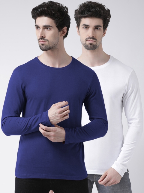 

Friskers Men Pack Of 2 Solid Round Neck T-shirts, White