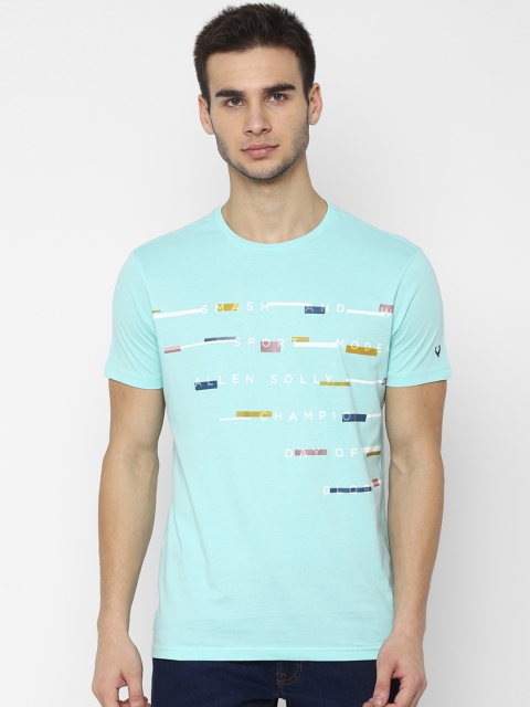 

Allen Solly Sport Men Turquoise Blue Printed Round Neck T-shirt