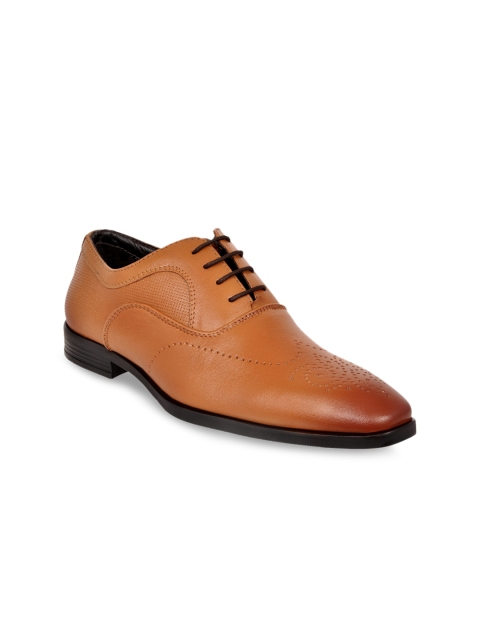 

Allen Cooper Men Tan Brown Solid Leather Formal Oxfords
