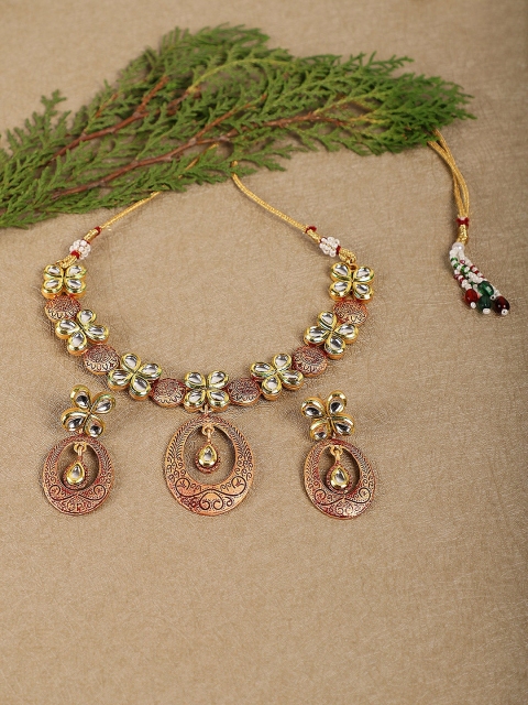 

Crunchy Fashion Gold-Plated Kundan Embellished Jewellery Set