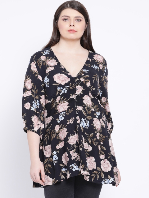 

Floral Space Womens Plus Size Tunic, Black