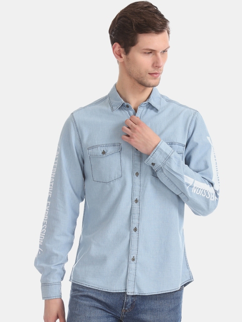 

Colt Men Blue Regular Fit Solid Casual Shirt