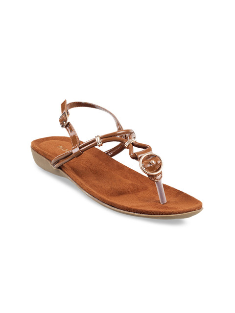 

Mochi Women Tan Brown Embellished Open Toe Flats