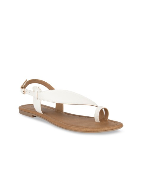 

SOLES Women White Solid One Toe Flats
