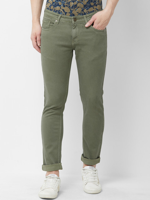 

Road Rockers Men Olive Green Regular Fit Mid-Rise Clean Look Stretchable Jeans