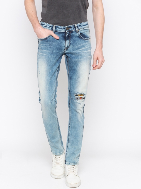 

SPYKAR Men Blue Skinny Fit Low-Rise Slash Knee Jeans