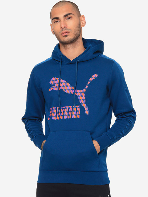 

Puma Men Blue & Pink Printed Hooded Sweatshirt