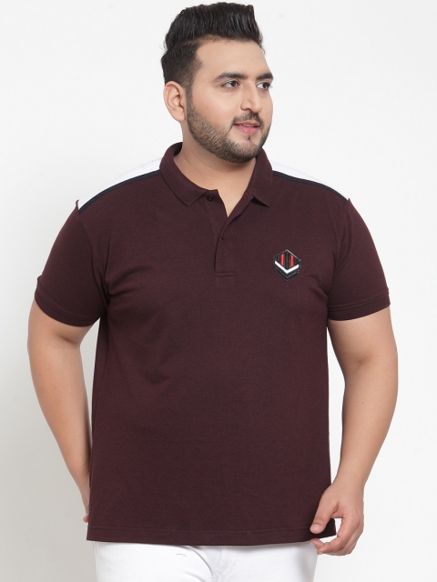 

plusS Men Maroon Printed Polo Collar T-shirt