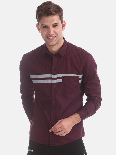 

Colt Men Purple Regular Fit Striped Casual Shirt