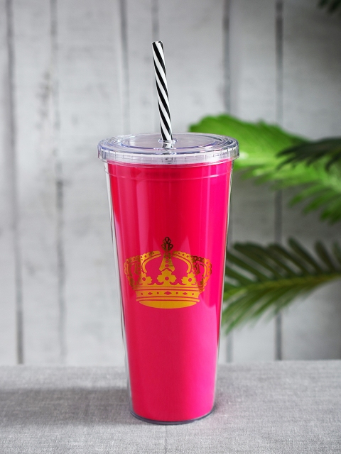 

Archies Unisex Pink & Gold-Toned Plastic Sipper Cup With Straw