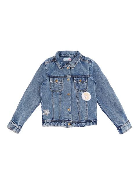 

Pantaloons Junior Girls Blue Solid Denim Jacket