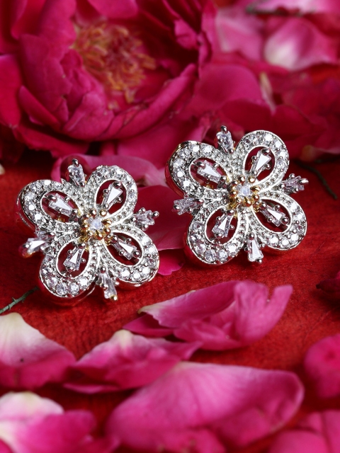 

Bhana Fashion Gold-Plated American Diamond Studded Floral Studs