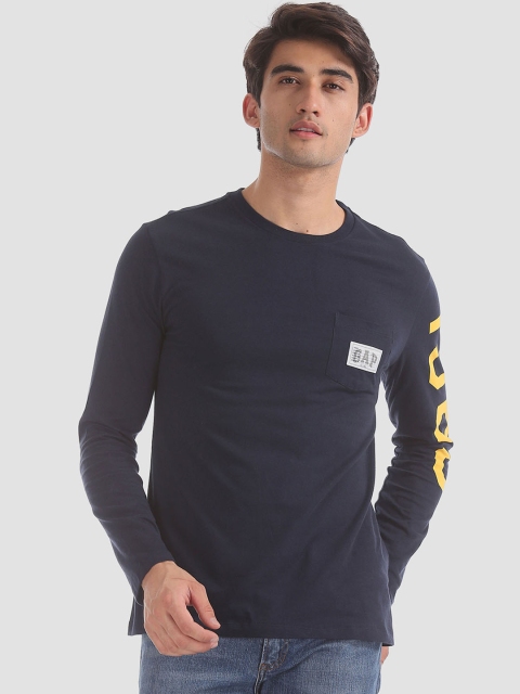 

GAP Men Blue Long Sleeve 1969 Crew Neck T-Shirt