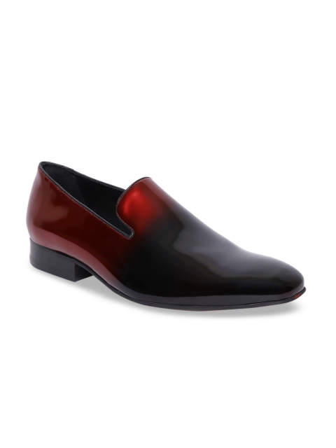 

JOE SHU Men Black & Red Colourblocked Leather Formal Loafers