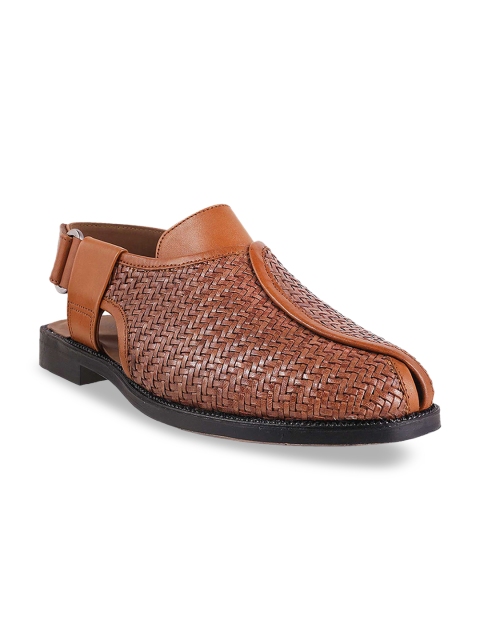 

Mochi Men Tan Brown Leather Shoe-Style Sandals
