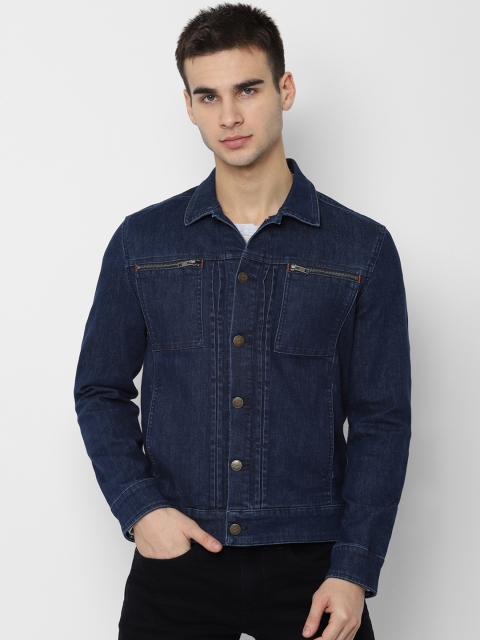 

SIMON CARTER LONDON Men Navy Blue Solid Denim Jacket