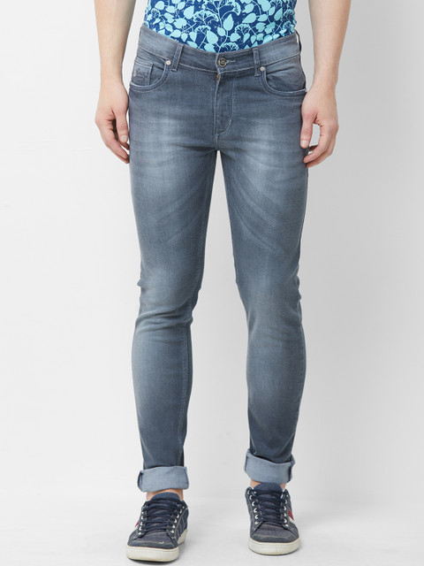 

Road Rockers Men Grey Regular Fit Mid-Rise Clean Look Stretchable Jeans