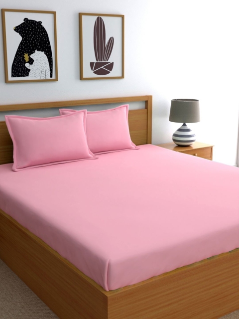 

Home Ecstasy Pink Solid 150 TC Cotton 1 Queen Bedsheet with 2 Pillow Covers