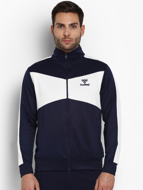 

hummel Men Navy Blue & White Colourblocked Sporty Jacket