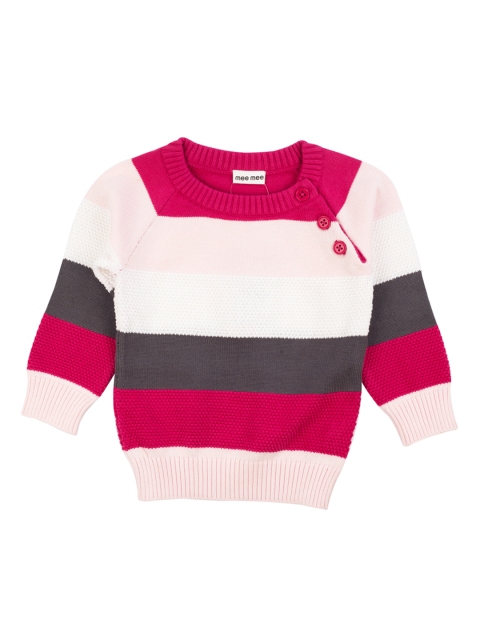 

MeeMee Girls Pink & Brown Striped Pullover Sweater