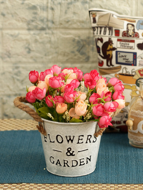 

TIED RIBBONS Pink & White Artificial Peonies With Pot