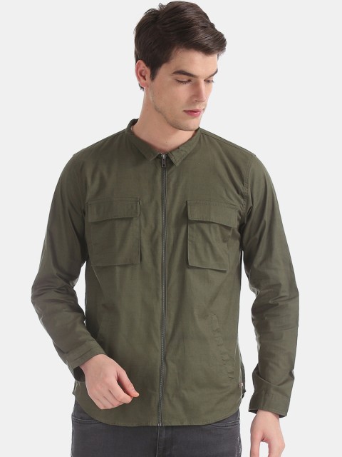 

Cherokee Men Olive Green Regular Fit Solid Casual Shirt