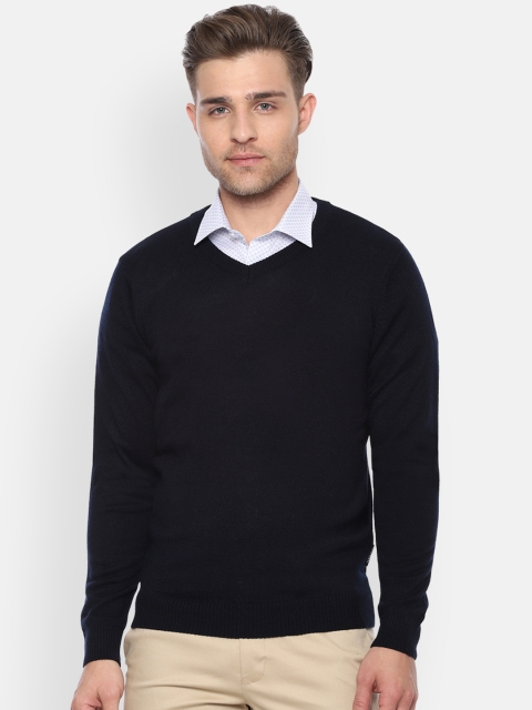 

Van Heusen Men Navy Blue Solid Pullover Sweater