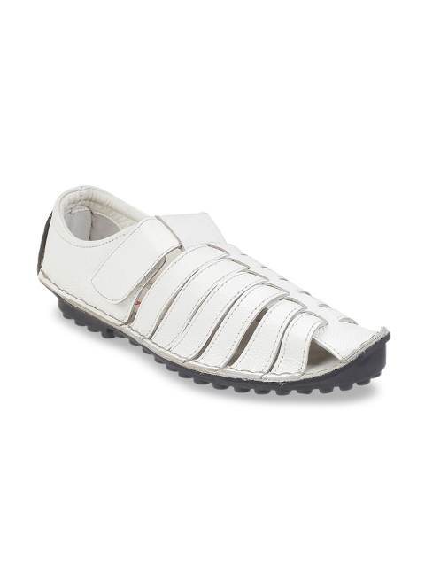 

Mochi Men White Leather Shoe-Style Sandals