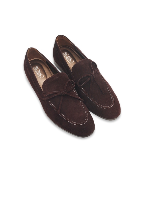 

ROSSO BRUNELLO Men Brown Solid Suede Formal Loafers
