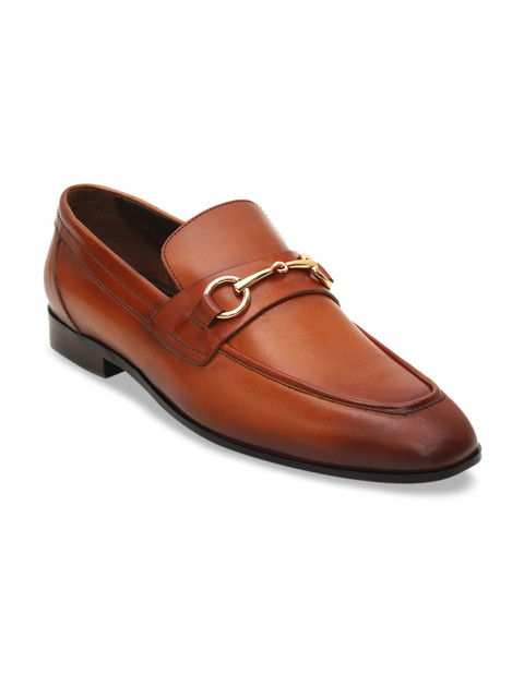 

ROSSO BRUNELLO Men Tan Brown Solid Leather Formal Slip-Ons