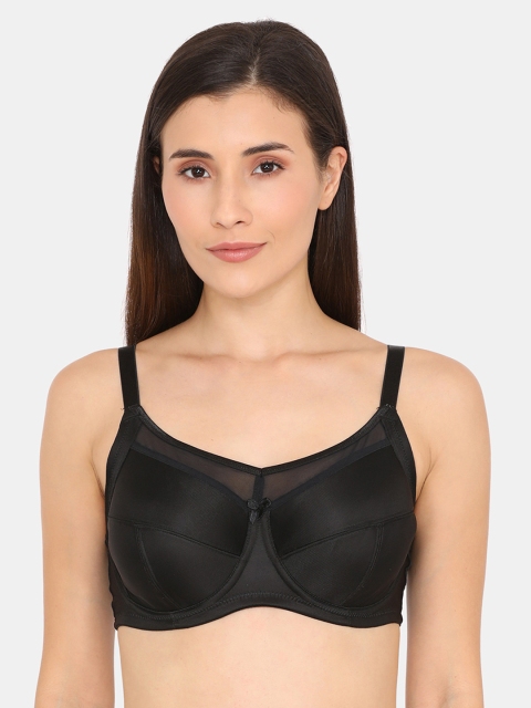 

Zivame Black & Black Solid Non-Wired Lightly Padded T-shirt Bra