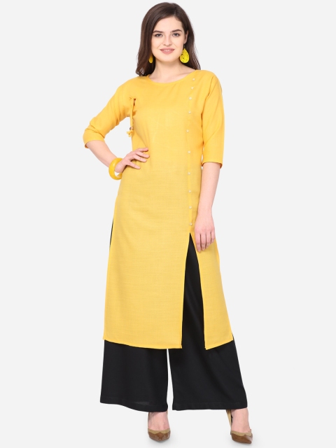 

Florence Women Yellow Solid Straight Kurta