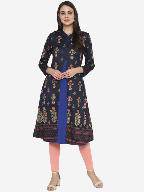 

Laabha Women Multicoloured Printed A-Line Kurta, Multi