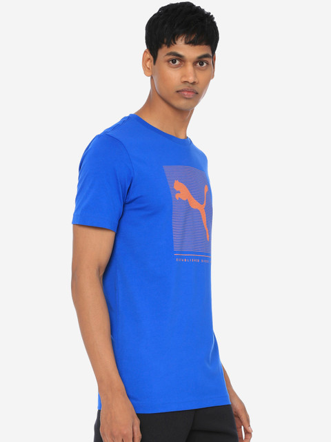 

Puma Men Blue Printed Round Neck T-shirt