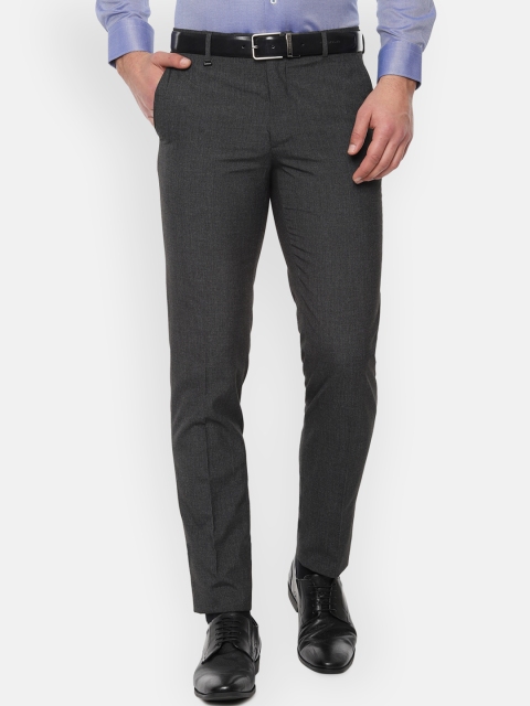 

Van Heusen Men Charcoal Grey Slim Fit Solid Formal Trousers