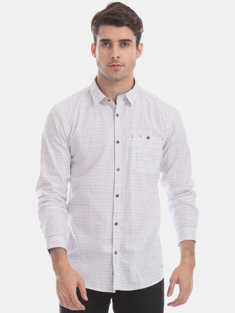 

Cherokee Men White & Grey Regular Fit Checked Casual Shirt