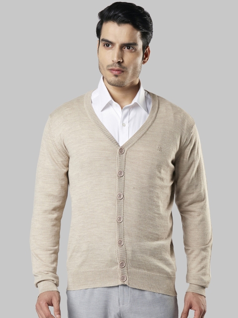 

Raymond Men Beige Solid Cardigan Sweater