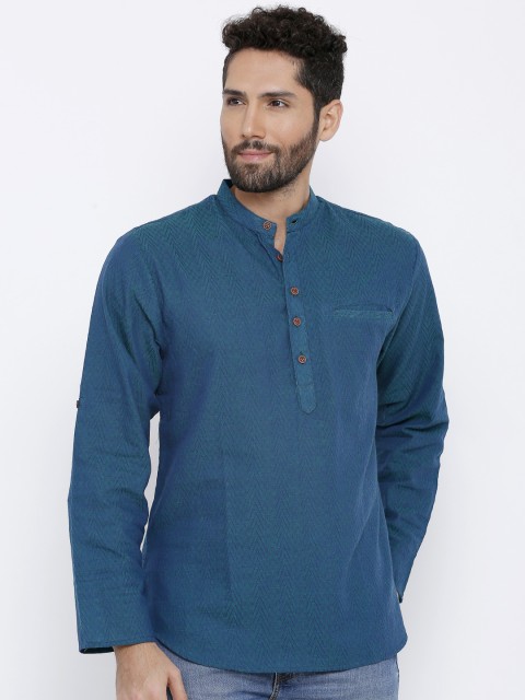 

SALWAR STUDIO Men Blue Woven Design Straight Kurta
