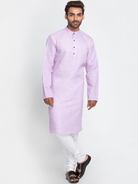 

Lakshya by Manish Men Purple & Blue Striped Straight Kurta
